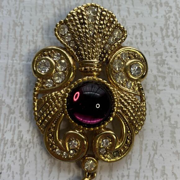 Vintage 1980's Jeff Lieb Gold Tone Brooch - Picture 6 of 7